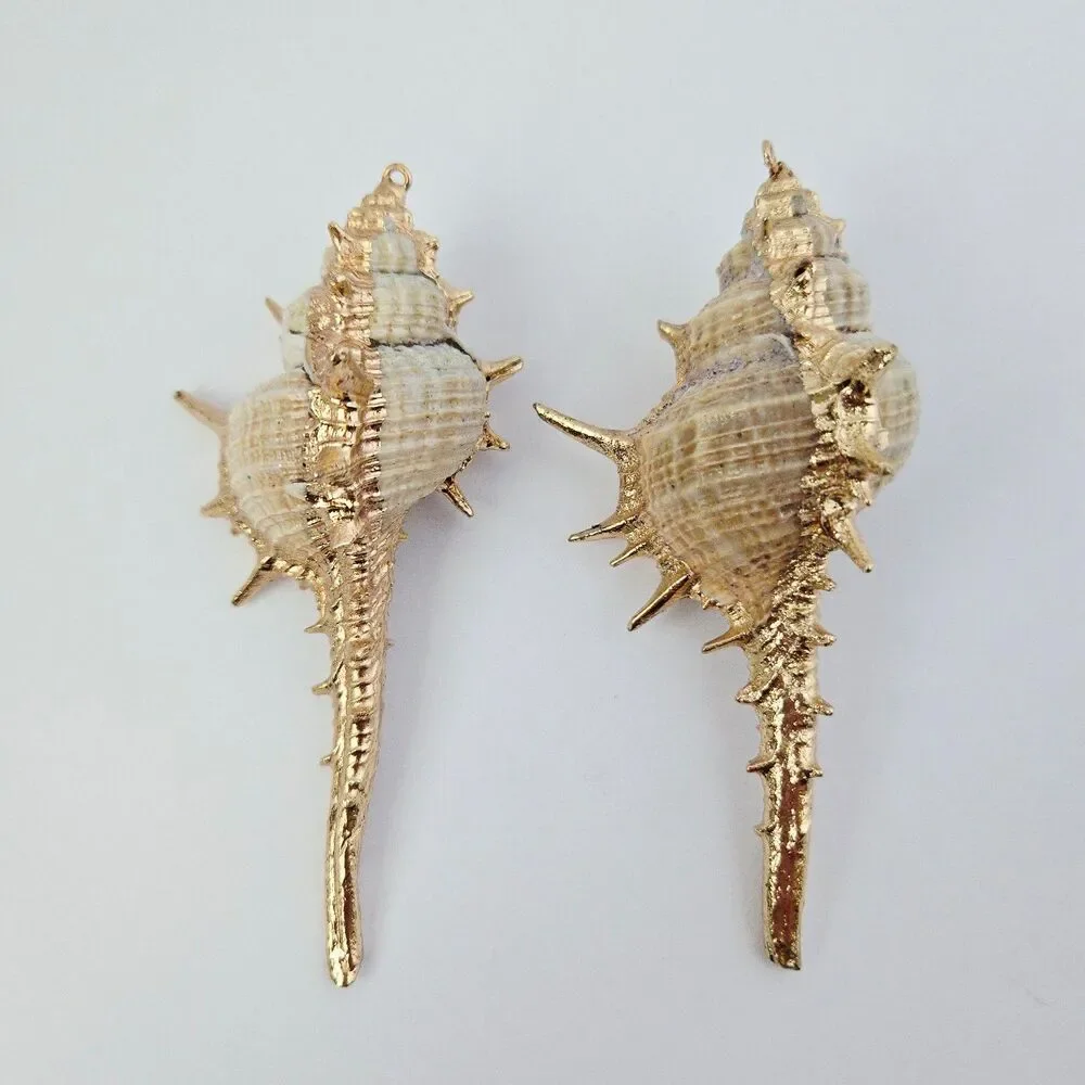 2 Large Natural Shell Charm Pendants for Jewelry Making Craft Supply Earrings